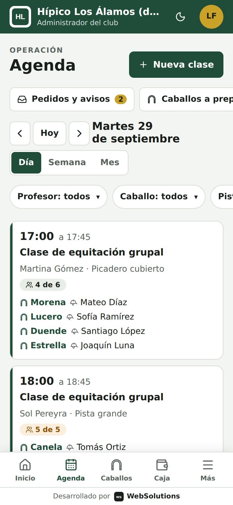 Agenda del día de la administración