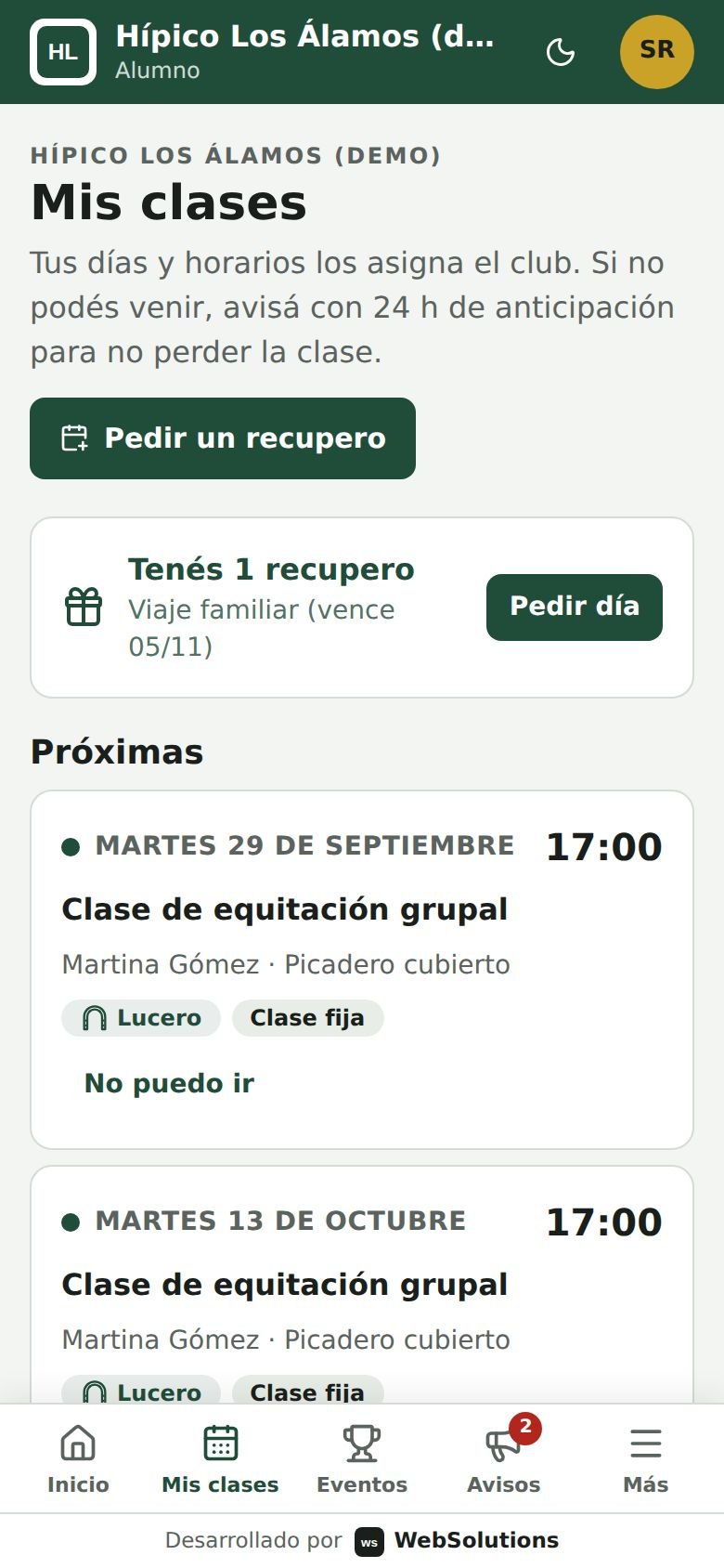 Mis clases del alumno