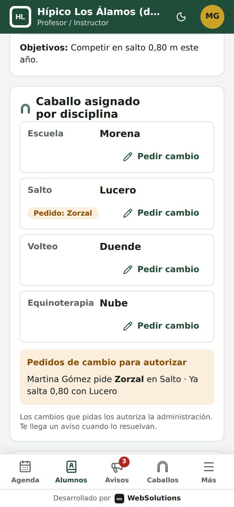 Asistencia de un alumno vista por el profesor